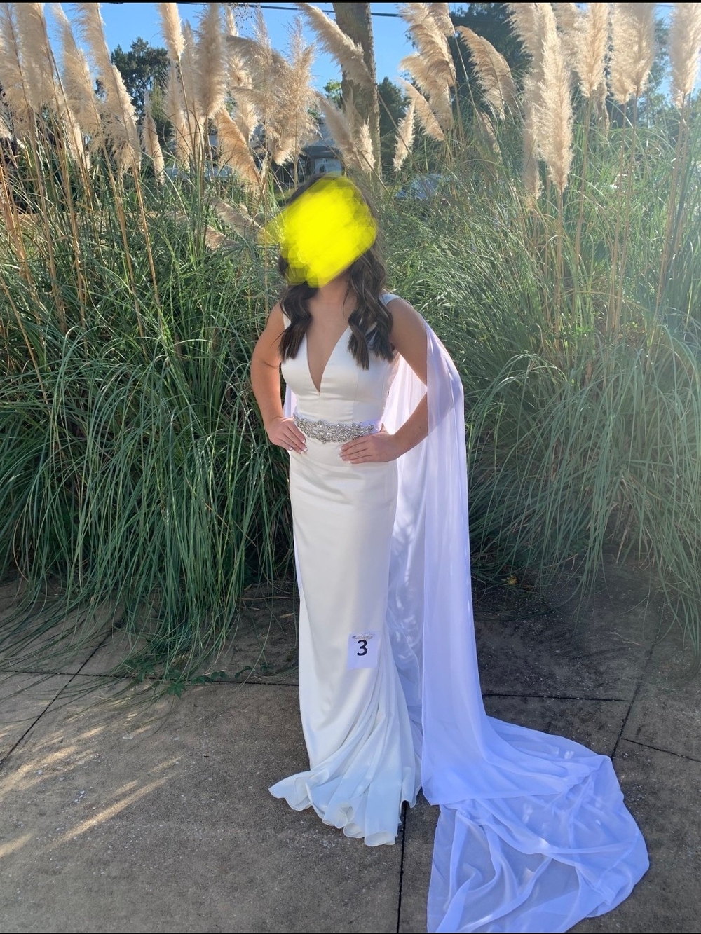 Elegant White V-Neck Chiffon Gown with Train